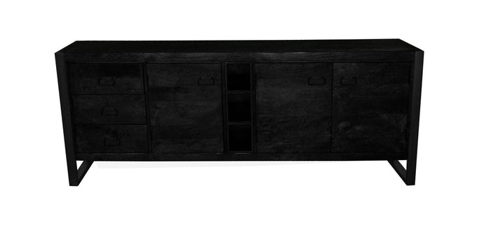 Mangoholz Anrichte Stockton Schwarz 200 cm Mahom