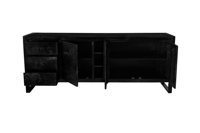 Mangoholz Anrichte Stockton Schwarz 200 cm Mahom