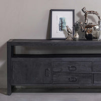 Mangoholz TV-Möbel Britt Schwarz 220 cm Mahom