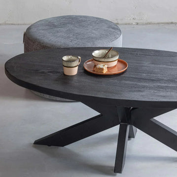 Mangoholz Couchtisch Tulsa Schwarz Oval Mahom