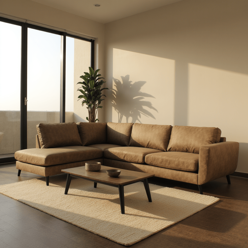 4-Sitzer Ecksofa in Braun, linksseitig