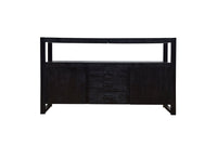 Mangoholz Anrichte Britt Schwarz 140 cm mit 3 Schubladen und 2 Türen Mahom