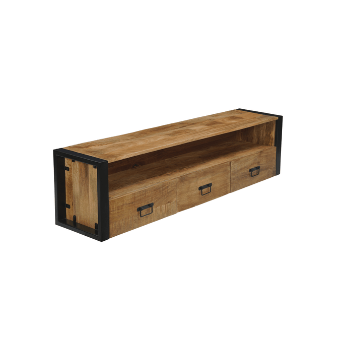 Mangoholz TV-Möbel schwebend braun mit Metall 150 cm