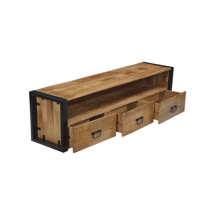 Mangoholz TV-Möbel schwebend braun mit Metall 150 cm