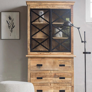 Mangoholz Buffet-Schrank Denver 100 cm 6 Schubladen X Mahom