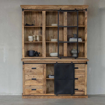 Mangoholz Buffet Schrank Denver 140 cm Gerade Mahom