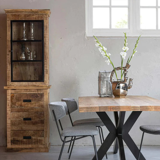 Mangoholz Buffett Schrank Denver 65x200 cm Gerade Mahom