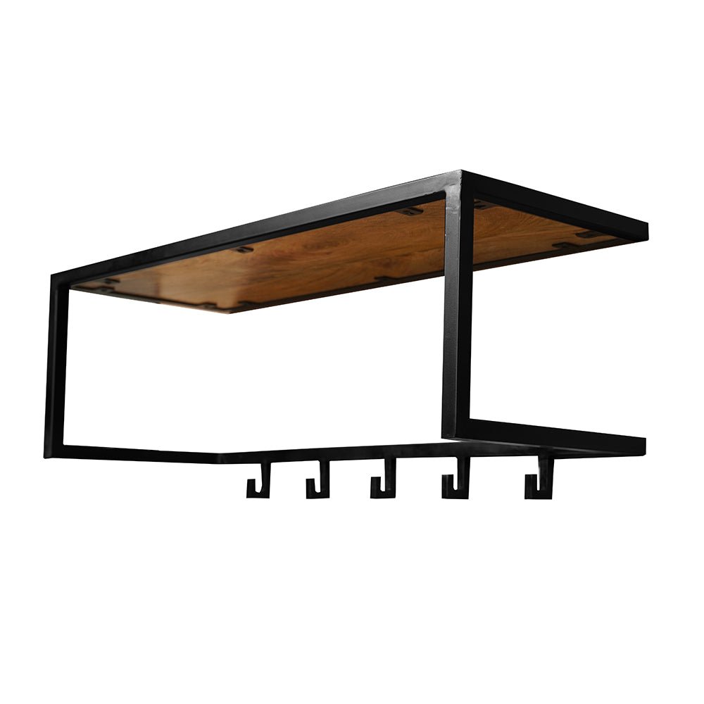 Mangoholz Garderobe mit schwarzem Rahmen
