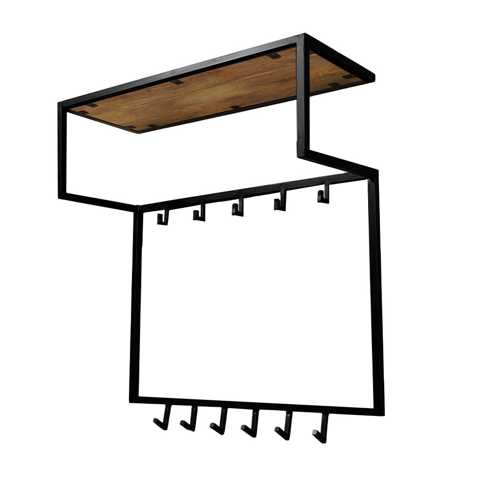 Mangoholz Garderobe mit schwarzem Rahmen