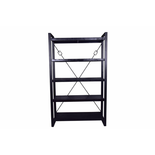 Mangoholz Bücherschrank Britt Schwarz 120 cm Mahom