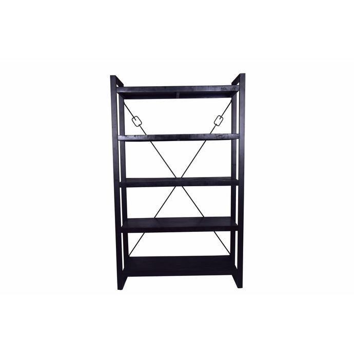 Mangoholz Bücherschrank Britt Schwarz 120 cm Mahom