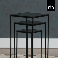 Mangoholz Beistelltisch Dayton Schwarz (Satz von 3) Mahom