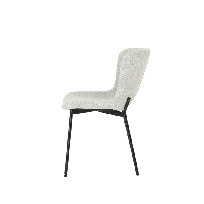 Esszimmerstuhl Lille Beige Bouclé Stoff mit schwarzem Fuß Mahom
