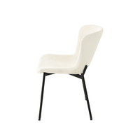 Esszimmerstuhl Lille weißer Bouclé-Stoff mit schwarzem Fuß Mahom