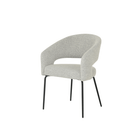 Esszimmerstuhl Rennes Beige Bouclé Stoff mit schwarzem Fuß Mahom