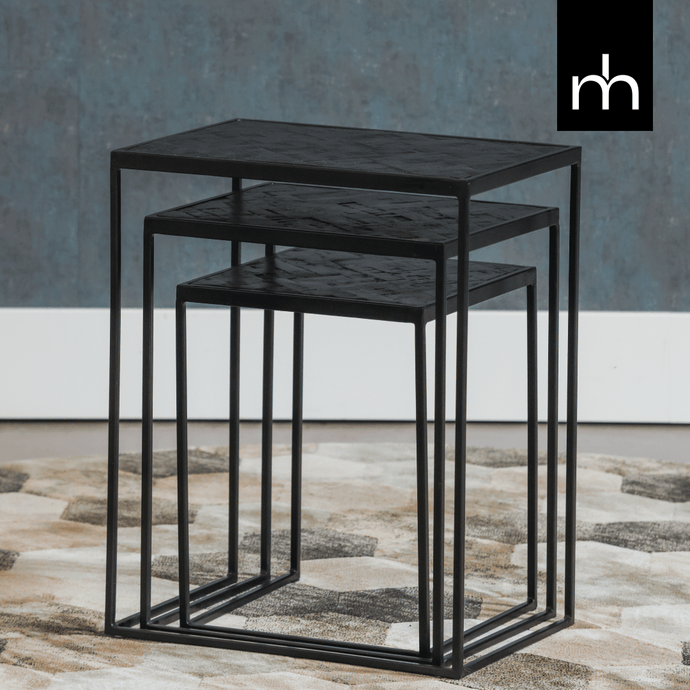 Mangoholz Couchtische Dayton Schwarz Satz von 3 Mahom