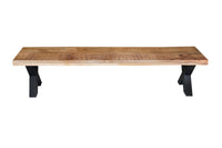 Mangoholz Esszimmerbank Columbus X-Fuß 200x40 cm Mahom