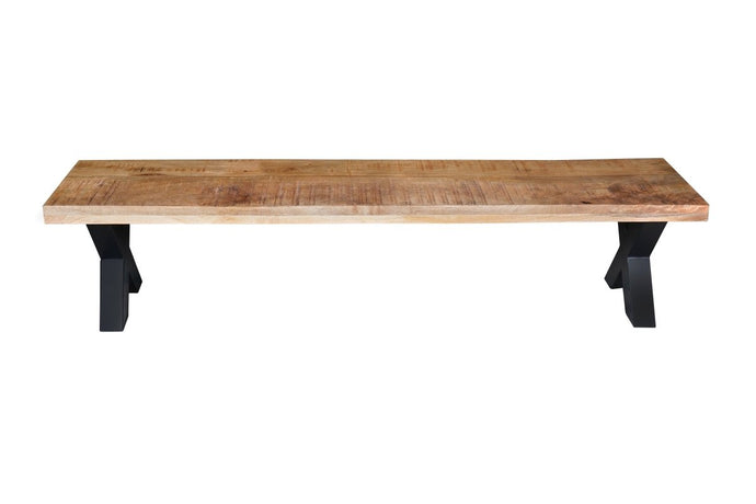 Mangoholz Esszimmerbank Columbus X-Fuß 200x40 cm Mahom