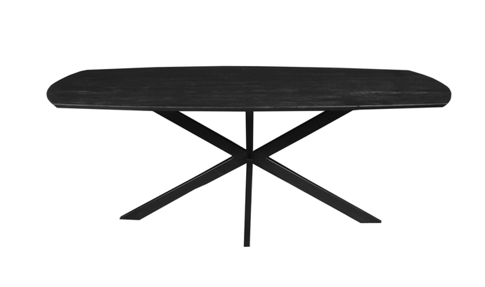 Mangoholz Esstisch Vicenza Schwarz Dänisch Oval 180x100 cm Mahom