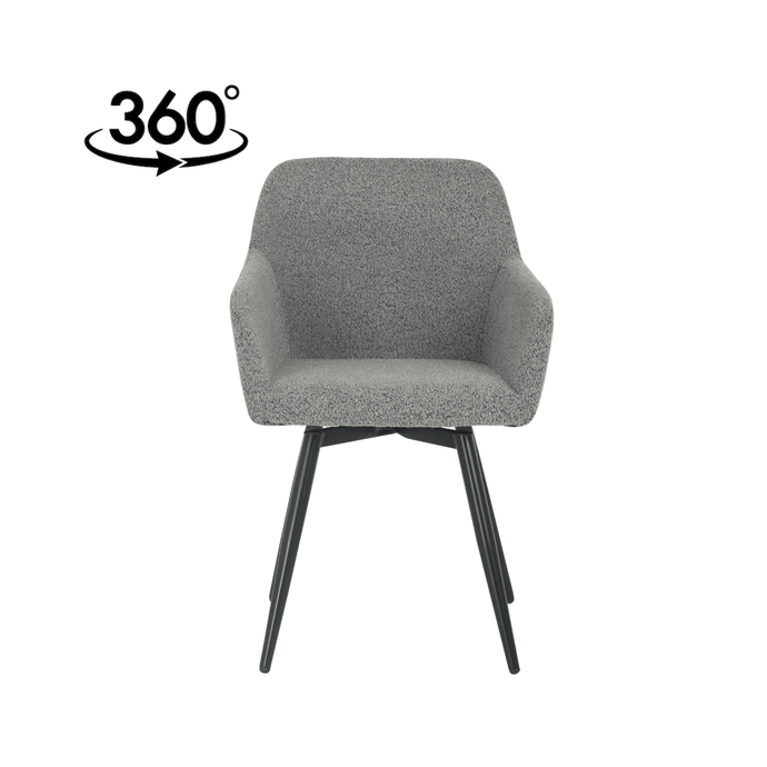 Esszimmerstuhl Amiens Bouclé-Stoff Dunkelgrau mit schwarzem Fuß Mahom