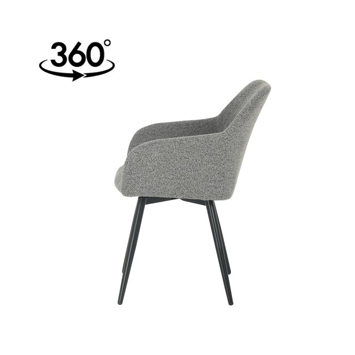 Esszimmerstuhl Amiens Bouclé-Stoff Dunkelgrau mit schwarzem Fuß Mahom