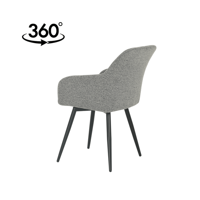 Esszimmerstuhl Amiens Bouclé-Stoff Dunkelgrau mit schwarzem Fuß Mahom