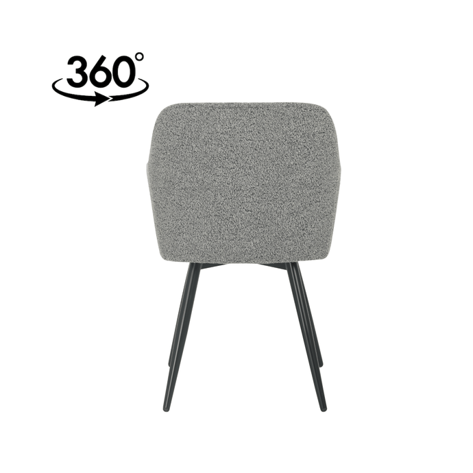 Esszimmerstuhl Amiens Bouclé-Stoff Dunkelgrau mit schwarzem Fuß Mahom