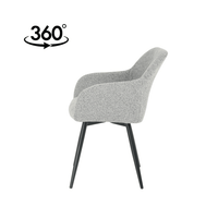 Esszimmerstuhl Amiens hellgrauer Bouclé-Stoff mit schwarzem Fuß Mahom