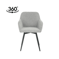 Esszimmerstuhl Amiens hellgrauer Bouclé-Stoff mit schwarzem Fuß Mahom