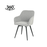 Esszimmerstuhl Amiens hellgrauer Bouclé-Stoff mit schwarzem Fuß Mahom