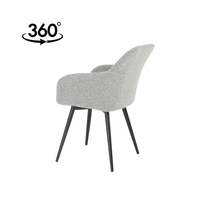 Esszimmerstuhl Amiens hellgrauer Bouclé-Stoff mit schwarzem Fuß Mahom