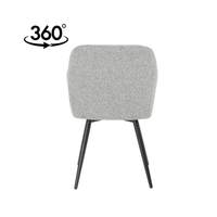 Esszimmerstuhl Amiens hellgrauer Bouclé-Stoff mit schwarzem Fuß Mahom