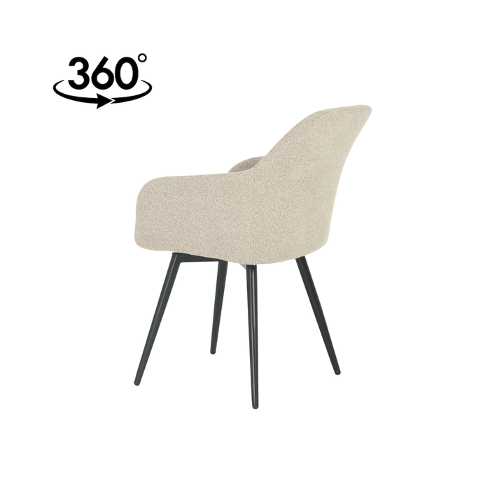 Esszimmerstuhl Amiens Sand Bouclé Stoff mit schwarzem Fuß Mahom