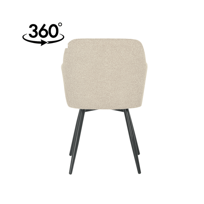 Esszimmerstuhl Amiens Sand Bouclé Stoff mit schwarzem Fuß Mahom