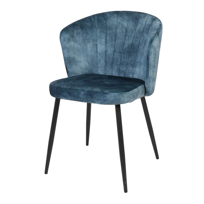 Blauer Esszimmerstuhl ohne Armlehnen