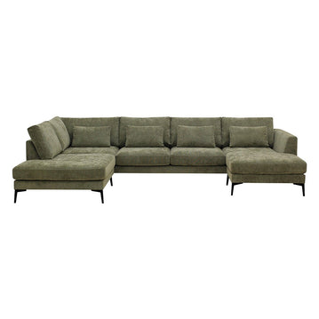 Ecksofa Willow 5-Sitzer U-Form Links Grün Mahom