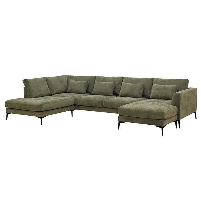 Ecksofa Willow 5-Sitzer U-Form Links Grün Mahom
