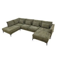 Ecksofa Willow 5-Sitzer U-Form Links Grün Mahom