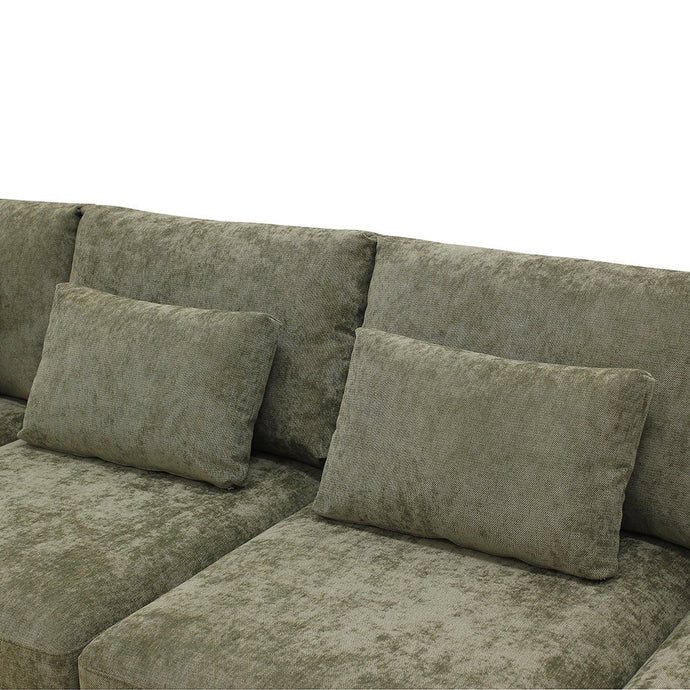 Ecksofa Willow 5-Sitzer U-Form Links Grün Mahom