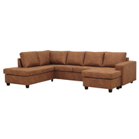 Ecksofa Houston 4-Sitzer U-Form Links Cognac Mahom
