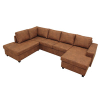 Ecksofa Houston 4-Sitzer U-Form Links Cognac Mahom