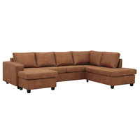 Ecksofa Houston 4-Sitzer U-Form Rechts Cognac Mahom