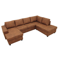 Ecksofa Houston 4-Sitzer U-Form Rechts Cognac Mahom