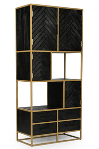 Mangoholz Fächerschrank Napels 90 cm Gold Mahom
