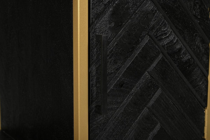 Mangoholz Fächerschrank Napels 90 cm Gold Mahom