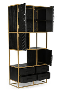 Mangoholz Fächerschrank Napels 90 cm Gold Mahom