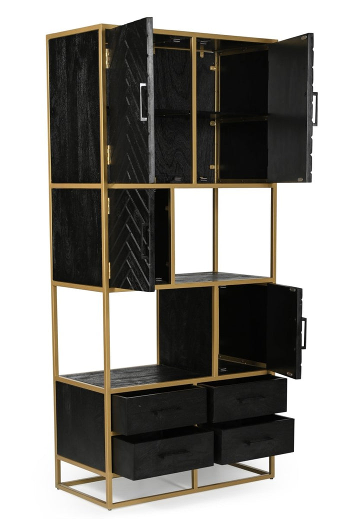 Mangoholz Fächerschrank Napels 90 cm Gold Mahom