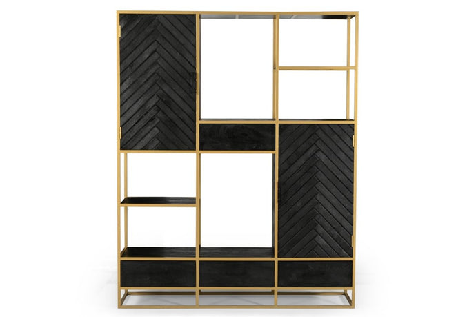 Mangoholz Fächerschrank Napels XXL Gold Mahom