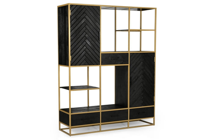 Mangoholz Fächerschrank Napels XXL Gold Mahom