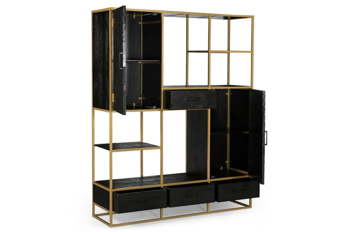 Mangoholz Fächerschrank Napels XXL Gold Mahom